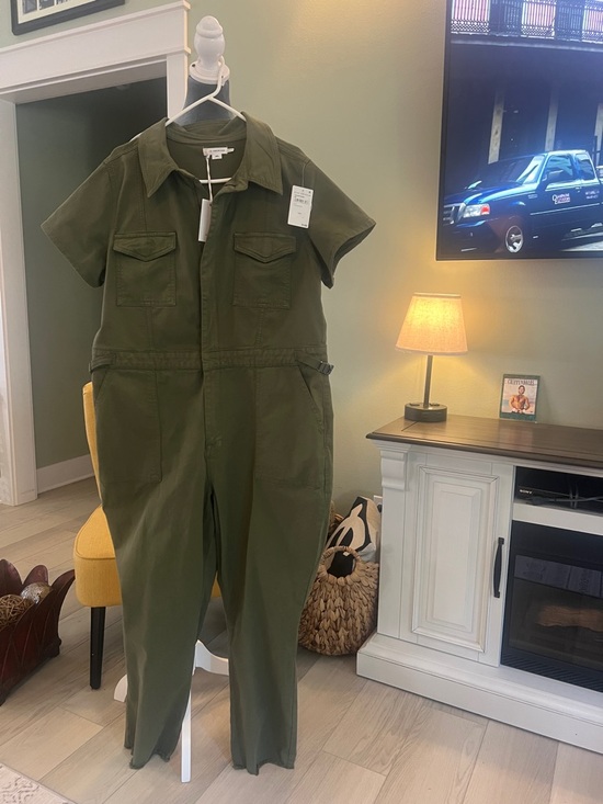 Good American Pants - Good American Olive Green Short-Sleeve Utility Jumpsuit